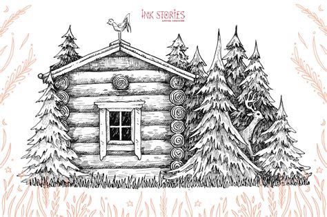 forest house drawing