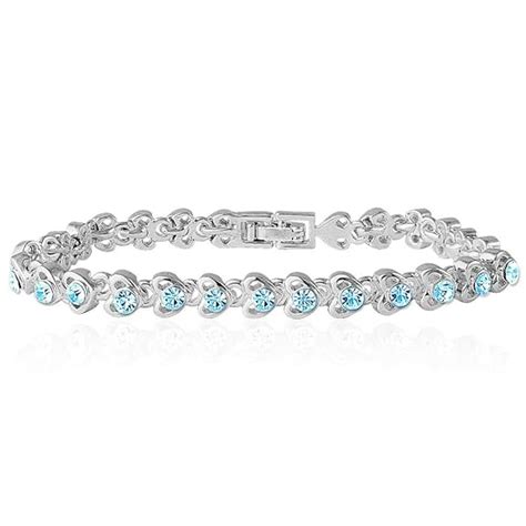Buy Mahi Rhodium Plated Tiny Blue Hearts Crystals Bracelet for Women ...