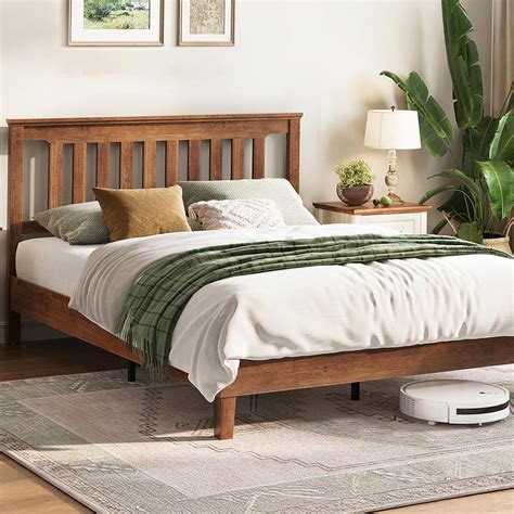 LINSY Wood Bed Frame, Queen Bed Frame Solid Wood India | Ubuy