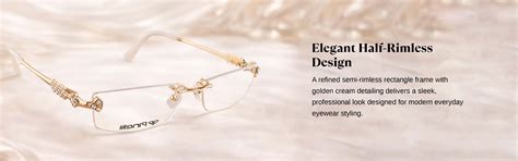 Golden CREAM DIAMOND HALF RIMLESS TRANSPARENT RECTANGLE EYEWEAR | PINE ...