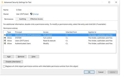 Advanced Security Setting for Local Disk C 的图像结果