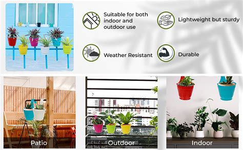 TRUPHE Rubis Railing Flower Pots for Balcony and Room | Set of 6 | 5.5 ...