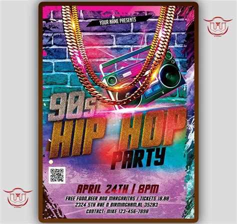 Buy 90's Hip Hop Party Invitation, 90s Hip Hop Party Flyer, Throwback ...