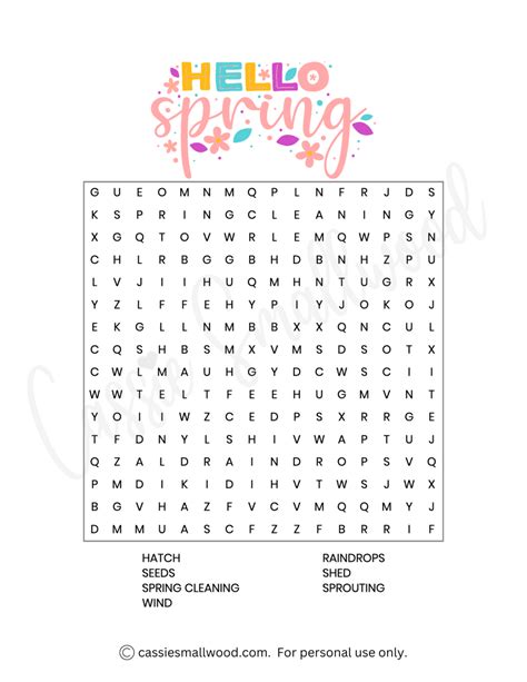 13 Cute Spring Word Search Puzzles (Free Printable) - Cassie Smallwood
