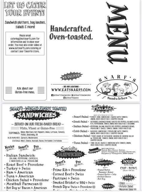 Snarf’s Sandwiches full menu online