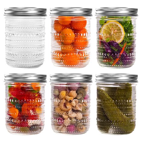 WACOI Mason Jars 16 Oz with Lids 6 Packs, Vintage Wide Mouth Glass ...