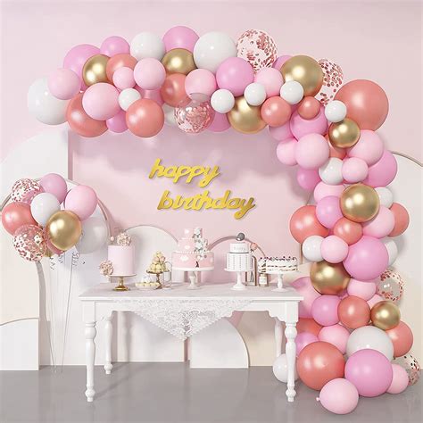 Buy 140Pcs Rose Gold Pink Balloons Garland Arch Kit, Light Pink Rose ...
