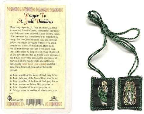 Rosario de madera de San Judas Escapulario Inglés laminado Tarjeta de ...
