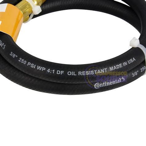 Continental Rubber Air Hose 3 Feet x 3/8 Inch 250 PSI Oil-Resistant ...