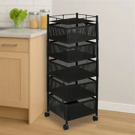 5 Layer Multipurpose Kitchen Storage Trolley with Wheels - Justgrabit ...