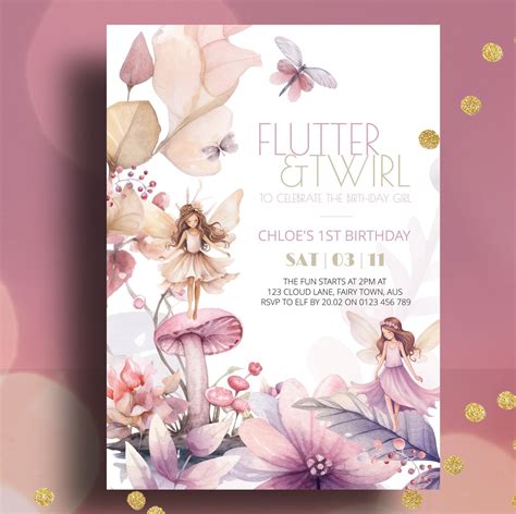 Editable Fairy 1st Birthday Invitation, Garden Party (digital Download) - Etsy