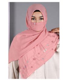 Elena Pink Handwork Hijab With Matching Mask | Handwork Hijabs | Islamicshop