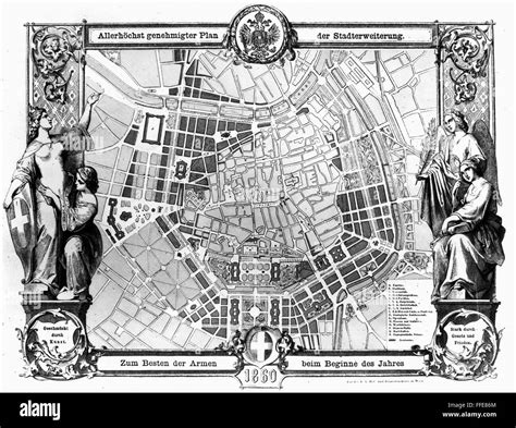 VIENNA: PLAN, 1860. /nEngraved map of the planned growth of Vienna, Austria, 1860 Stock Photo ...