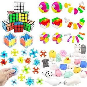 Fun Party Favors For Kids Toy,Mochi Squishies,Puzzle Balls,Finger Gyro ...