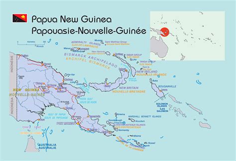 Large political map of Papua New Guinea with roads and cities | Papua New Guinea | Oceania ...