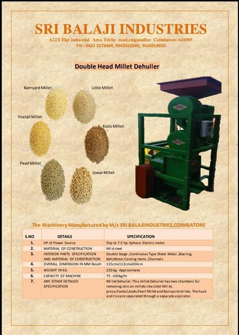 Double Head Millet Dehuller in Trichy त्रिची मे... | Sri Balaji ...