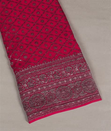 Buy Magenta Banaras Georgette Silk Saree T382248