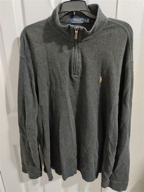 Polo Ralph Lauren Estate Rib Gray quarter Zip Sweatsh… - Gem