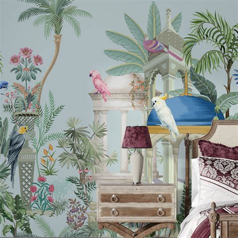 Ethnic India Themed Birds in a Mughal Garden Premium Wallpaper Murals ...