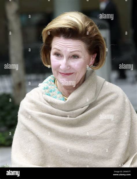 Norwegian Queen Sonja arrives at MoMA (Museum of Modern Art) in New ...