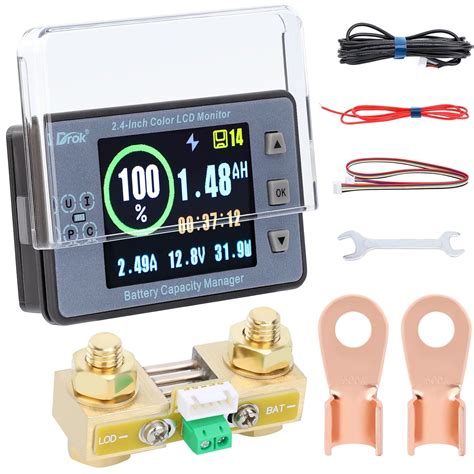 DROK Battery Coulometer, DC 8-100V 500A Split Type Multi Tester 12V 24V ...