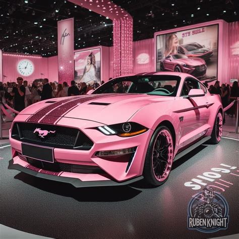 Pink Mustang Car on Display