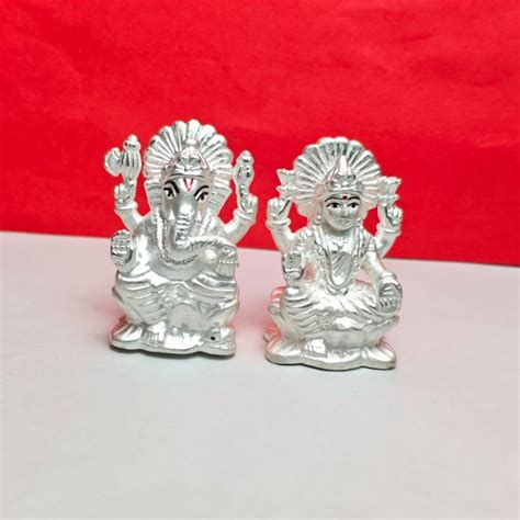 Divine Blessings Lakshmi Ganesh Silver Idol Set – Zever4u