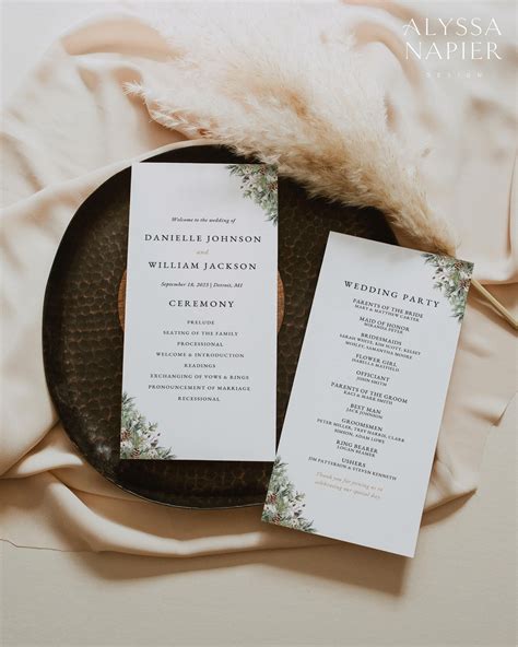 Harper modern wedding program template infographic editable wedding ...