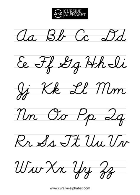 Cursive Alphabet Upper Case and Lower Case Printable | Printable ...