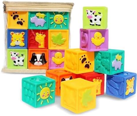 Buy Kingtree Squeeze and Stack Block Set, Soft Building Blocks Teething ...