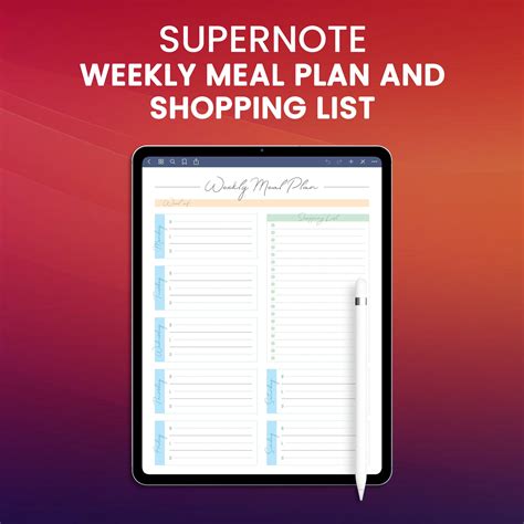 Supernote Weekly Meal Plan and Shopping List Planner Template ...