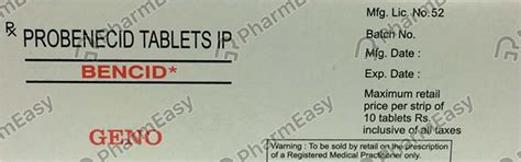 Buy Bencid 500 MG Tablet (10) Online at Flat 15% OFF | PharmEasy