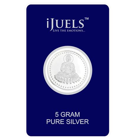 5 Grams Pure Silver Buddha coin with kaplvraksha tree. BIS and certifi