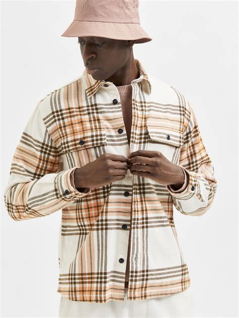 Buy Beige Organic Cotton Checks Overshirt for Men Online