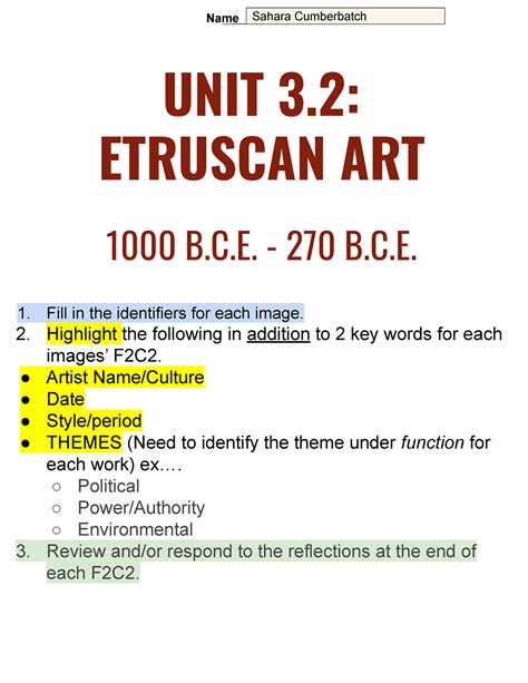 Sahara C Unit 3.2 Digital Notebook - Name Sahara Cumberbatch 1. Fill in ...