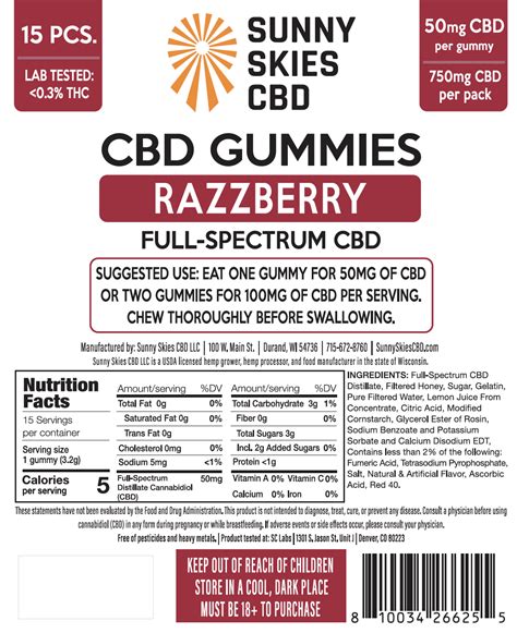 Full Spectrum CBD Gummies | Sunny Skies CBD | 50mg