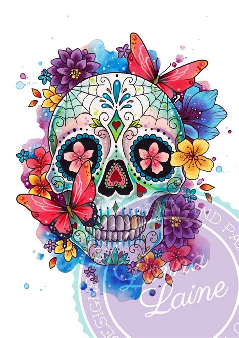 Sugar Skull Print Tattoo Design Day of the Dead Art Tattoo - Etsy Australia