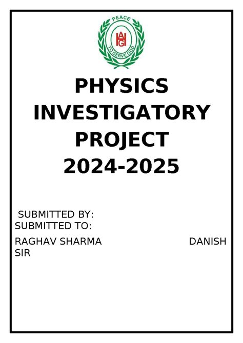 Physics - bcom hons - PHYSICS INVESTIGATORY PROJECT 2024- SUBMITTED BY ...