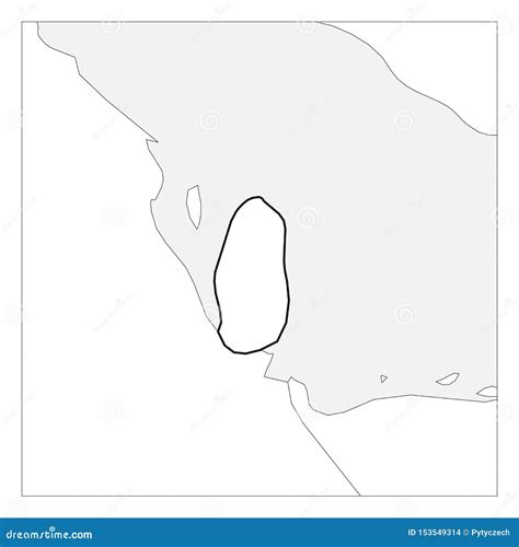 Map of Qatar Black Thick Outline Highlighted with Neighbor Countries Stock Vector - Illustration ...