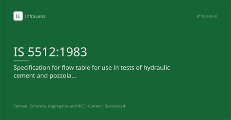 IS 5512:1983 PDF · flow table for use in tests of hydraulic...