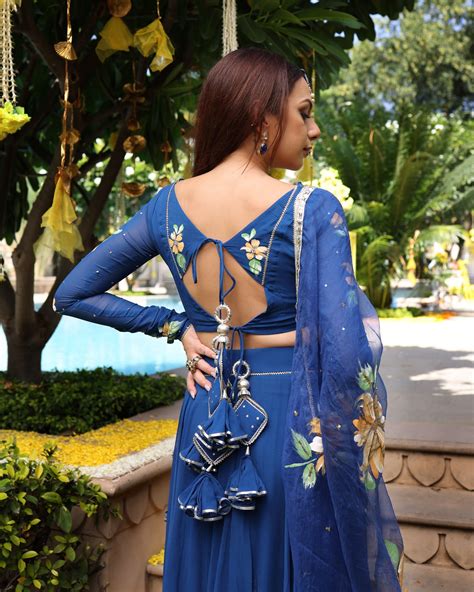 Shop Madison Blue Handpainted Georgette Lehenga Set for Women Online in ...
