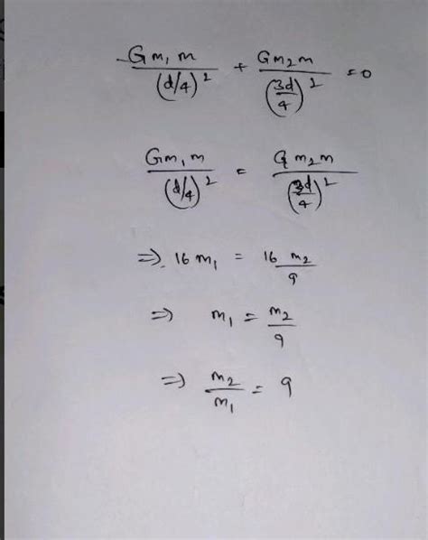 A particle of mass m1 is kept at x = 0 and another of mass m2 at x = d ...