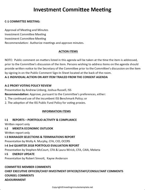 Committee Meeting Minutes Template Smple with Examples