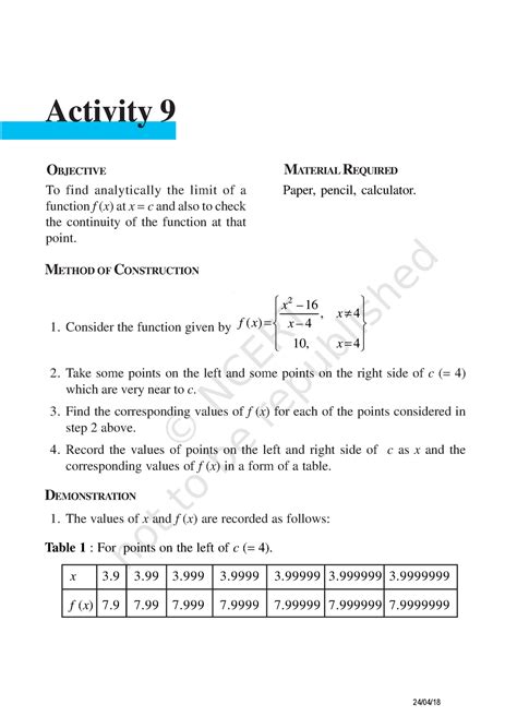Activities 9 - METHOD OF CONSTRUCTION 1. Consider the function given by ...