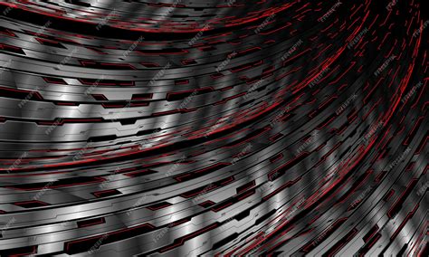 Premium Vector | Futuristic red metallic silver cyber 3d curve ...