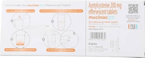 Mucinac 200 MG Effervescent Tablet (10): Uses, Side Effects, Price ...
