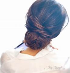 Simple Bun Hair Style by Easy Bun Updo Hairstyle For Medium Hair Tutorial Simple Bun Hair Style