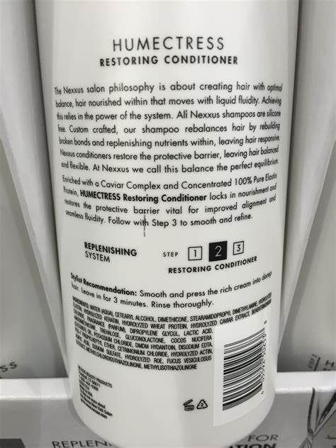 Nexxus Humectress Conditioner Back Panel Description Ingredients Usage Instructions - Harvey ...