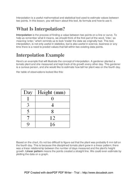Interpolation extrapolation with formulae - Interpolation is a useful ...