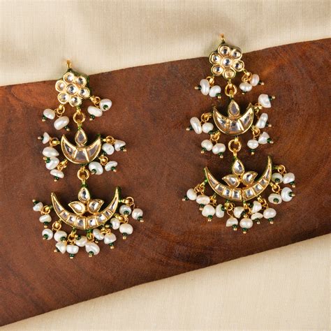 Usma Pearl and Polki Chandbali – Purple Tresor